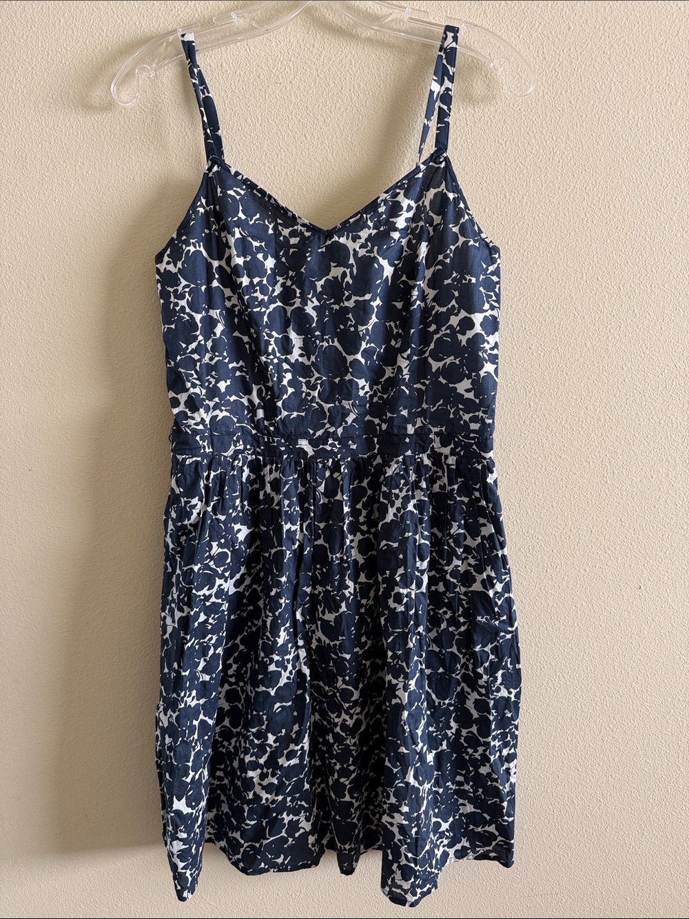 Brooks Brothers Navy & White Floral Spaghetti-Strap Cotton Mini Dress
